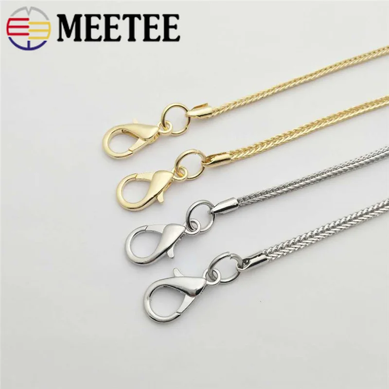 

Meetee 1pc/5pcs 113cm 4mm Width Metal Chain Bag Replacement Chain Shoulder Strap Sanp Buckle DIY Hardware Accessory BF409