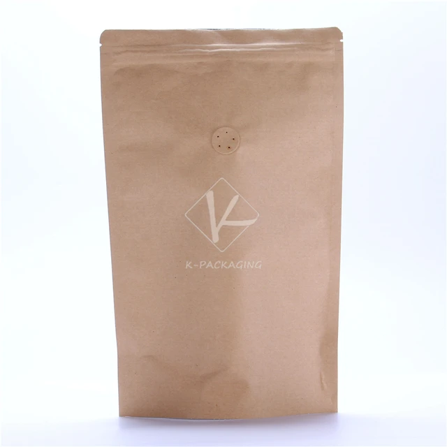 5 Pcs 16x24cm 250g Resealable Kraft Paper Bags One Way Valve 5 Pcs 16x24cm 250g Resealable Kraft Paper Bags One Way Valve Coffee