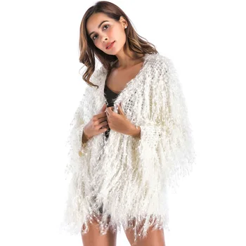 

2020 white Cardigans Women Long Sleeve autumn Winter Casual Loose Coverup Tops Coat Female Knit Sweaters coat Plus Size jackets