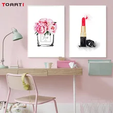 

Nordic Fashion Women Wall Art Canvas Painting Perfume Lipstick Shoes Posters And Prints Wall Pictures For Living Room Home Decor