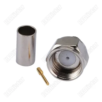 

50 Pieces 75ohm F Type male Crimp plug connector for LMR195 RG58 RG400 RG142