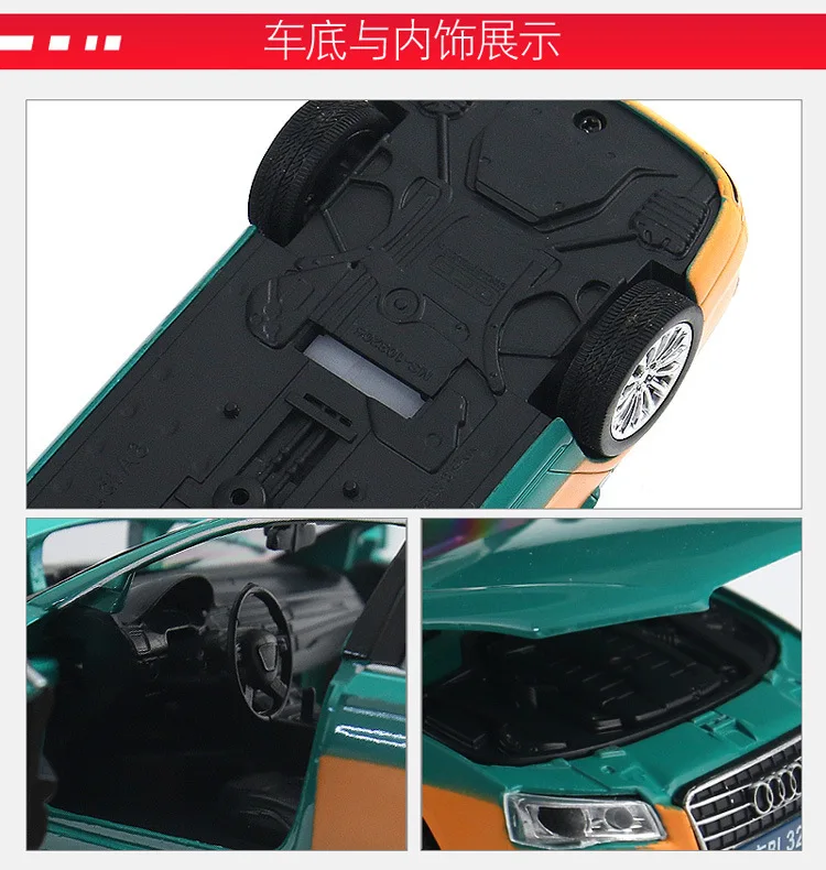 Mikidual игрушки для детей литого металла Электрический моделей автомобилей Потяните транспортных средств со звуком бордовый 1:32 Audi A8 такси