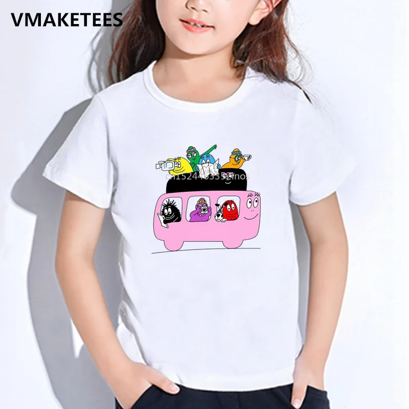 Для детей, на лето короткий рукав для мальчиков и девочек футболки мультфильм Barbapapa принт Детская футболка Повседневное забавная одежда для малышей футболка, HKP5162