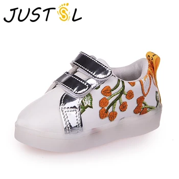 

2018 spring boys girls shiny sport shoe children's LED fashion sneakers non-slip flash flower shoes for kids