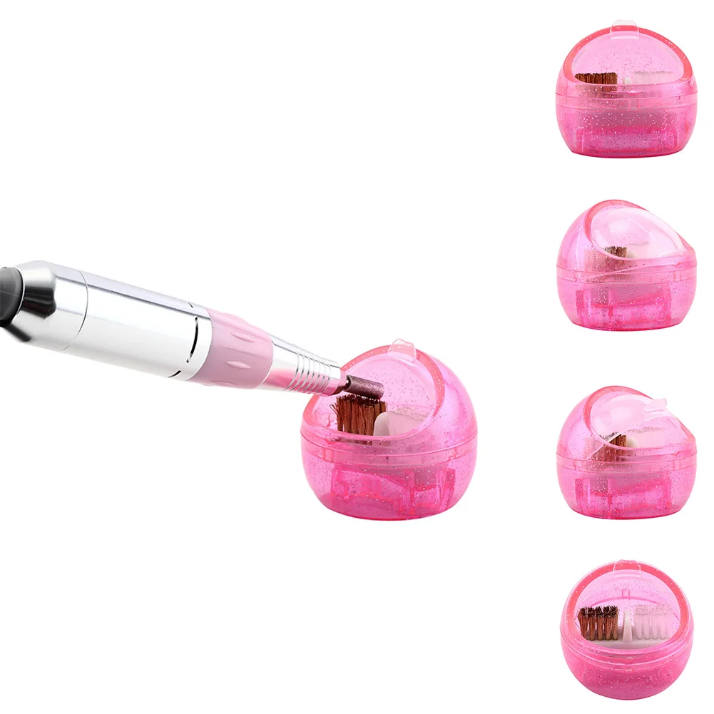 Metal & Plastic Nail Drill Bits Cleaning Brush Box Electric Manicure