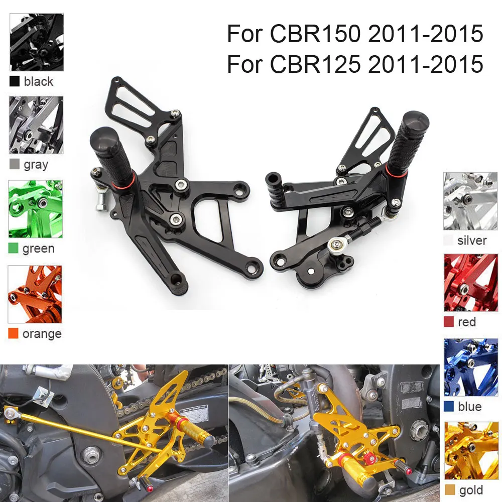 

CNC Aluminum Adjustable Rearsets Foot Pegs For Honda CBR150 CBR125 CBR 150 125 2011 2012 2013 2014 2015