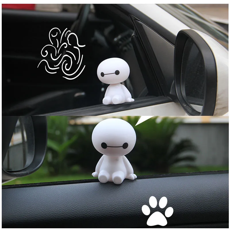 

Cartoon Plastic Baymax Robot Shaking Head Figure Car Ornaments Auto Interior Decorations Super Marines Toys Ornament Car-Styling