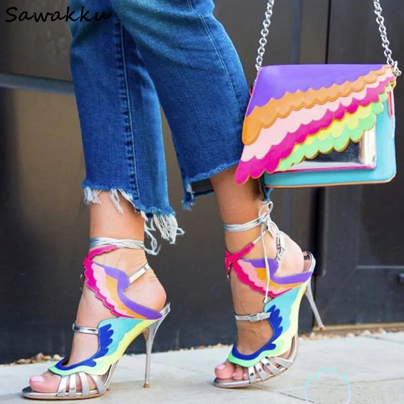 rainbow gladiator sandals
