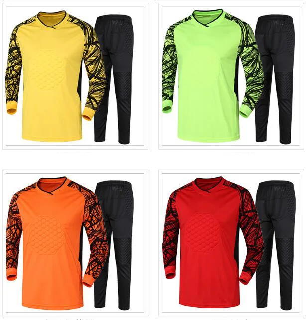 

Men's Soccer Goalkeeper Jersey Football Sets 2018/19 Goal Keeper Uniforms Suit Training Pants Doorkeepers Shirt Short Kit