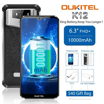 OUKITEL K12 Waterdrop 6.3" FHD+ 1080*2340 16MP Smartphone 6GB RAM 64GB ROM Face ID 10000mAh 5V/6A Quick Charge OTG Mobile Phone
OUKITEL K12 Waterdrop 6.3" FHD+ 1080*2340 16MP Smartphone 6GB RAM 64GB ROM Face ID 10000mAh 5V/6A Quick Charge OTG Mobile Phone