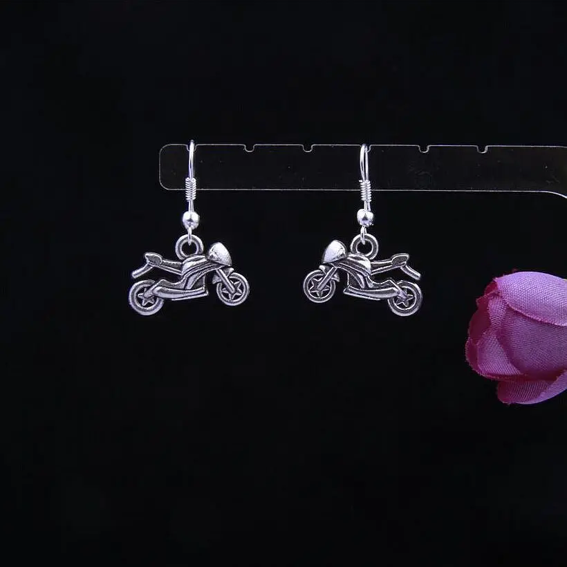 

Hot Fashion Jewelry 50 Pair Retro Silver Lovely Motorcycle Stunt Charm Pendants Drape Earrings DIY For Women Top Quality F801