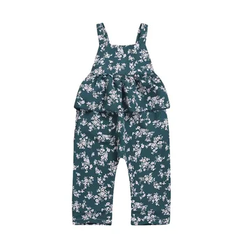 

2019 Summer Baby Girls Flower Printed long pant Girls 1-5years old fashion Overalls