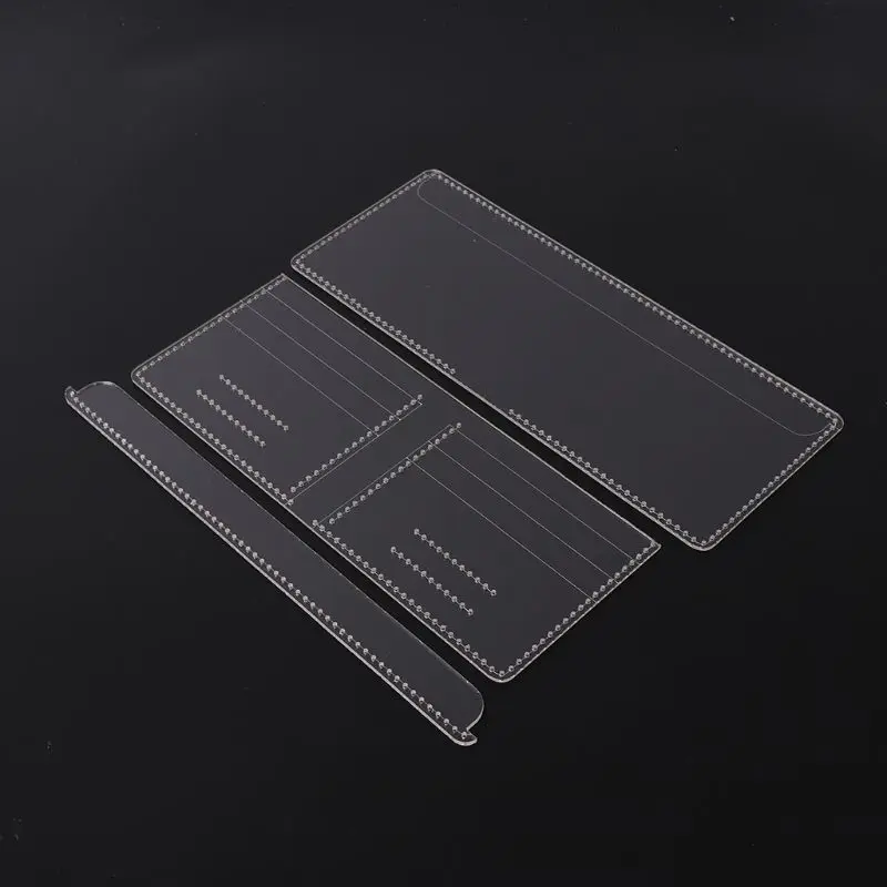 Price OOTDTY 13pcs Clear Acrylic Wallet Pattern Stencil Template Sets Leather Craft DIY Tool Kits Handmade
