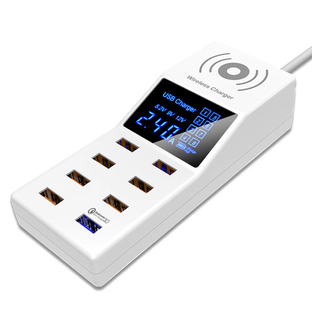 

Устройство для быстрой беспроводной зарядки, 40 Вт, 8 портов USB, QC 3,0