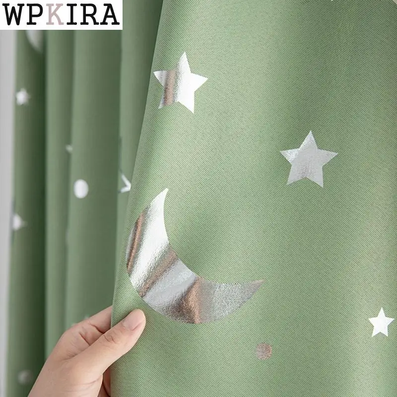 

Shiny Pink Star Moon White Sheer Tulle Window Curtains For Living Room Bedroom Modern curtain cloth for Kid Room Drape S007&30