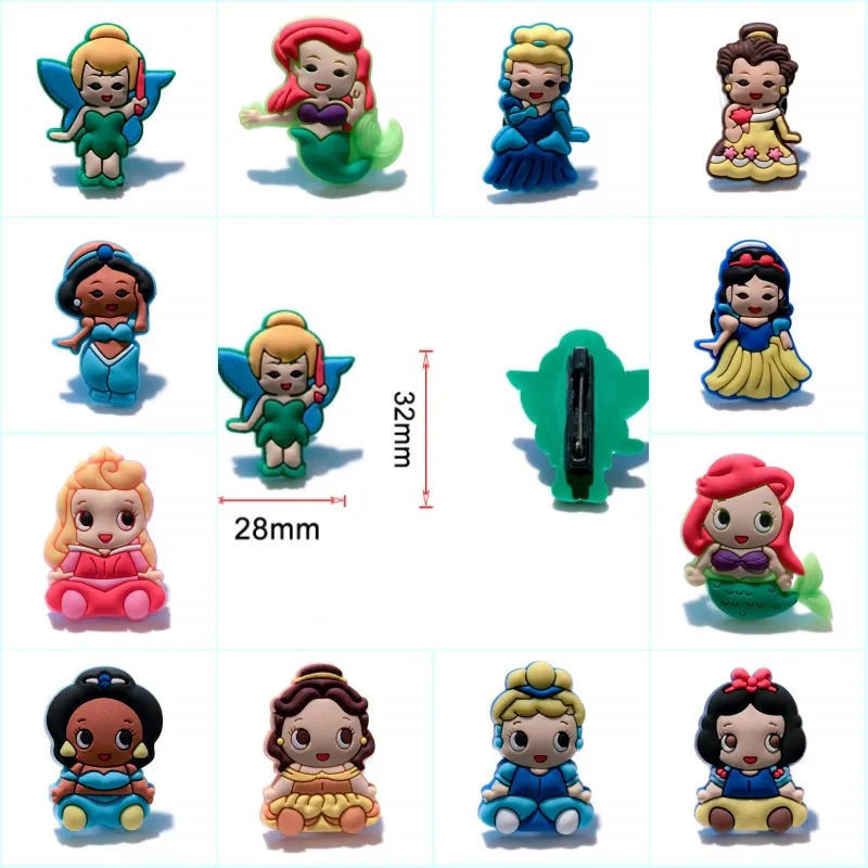 

1Pcs Pretty Princess Cartoon Figure PVC Badges Pins Brooches Pin Button Clothes/Bag Accessory Home Decor Decoration Crafts