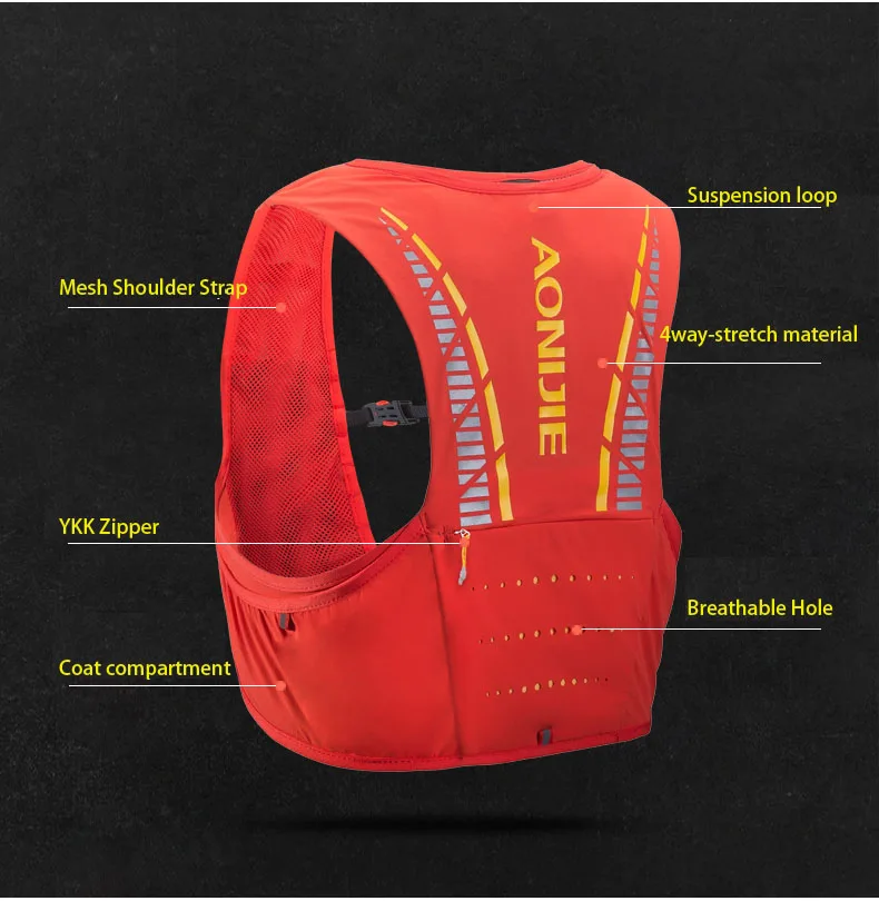AONIJIE 5L Сумка для бега, спортивный рюкзак для женщин и мужчин, марафон, гидратационный жилет, рюкзак для воды