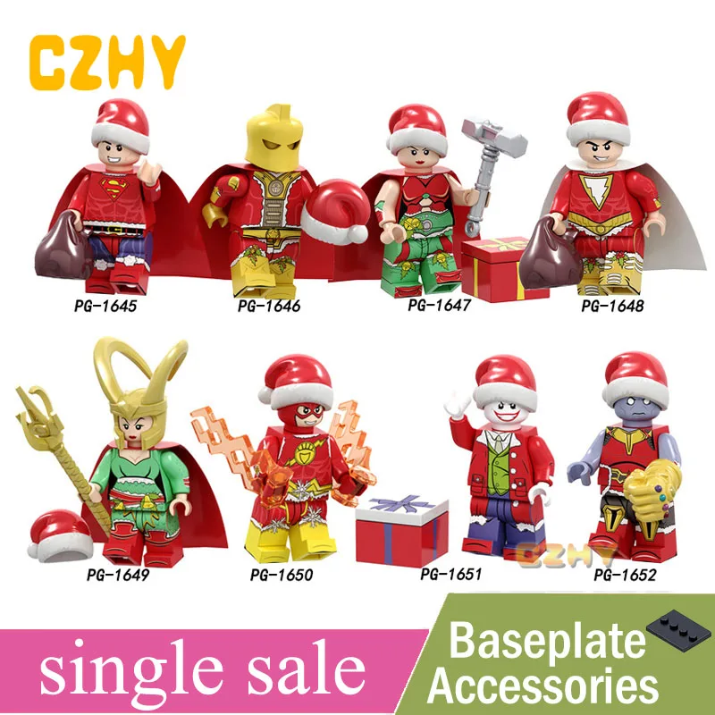 Christmas Style MINIfigureD Gift Super Heroes Superman Dr Fate Thor Shazam Loki Flash Joker Thanos Toys for Children PG8188