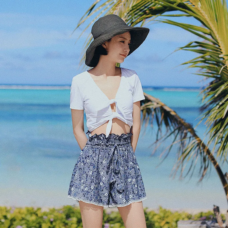 

Separate Swimsuit For Women Two Pieces Surf Clothing Women's Swimwear Bikini Three Piece Push Up Cover Stomach Shows Patchwork
