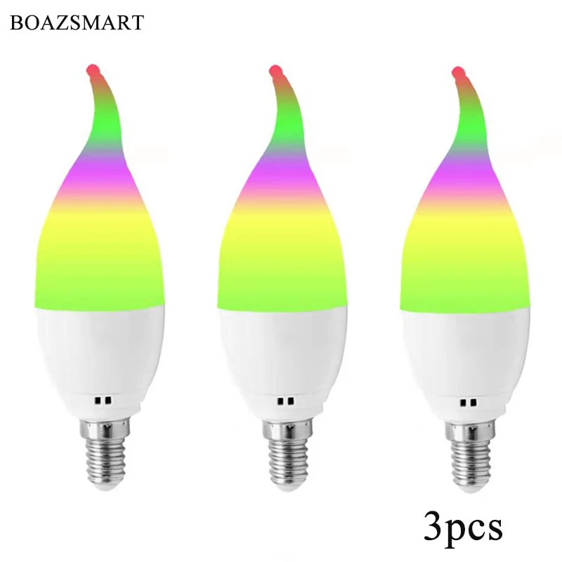 

Smart LED Light E14 Candelabra Base 5W,Compatible with Amazon Alexa/Google/Siri/IFTTT,Multicolor RGBW Dimmable LED Bulb(3pcs)