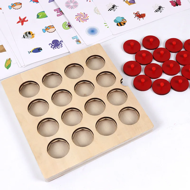 Children's Montessori Educational Toys Parent-child Interactive Table Games Wooden Pair of Memory Chess Concentration Training