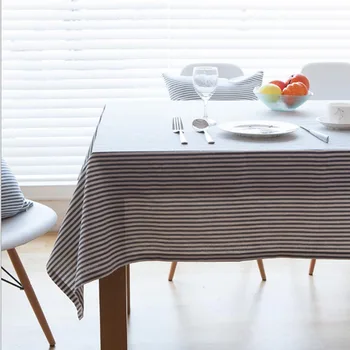 

100% Washable Cotton Linen Striped Printed Splashproof Rectangle Tablecloths Indoor Outdoor Picnic Table Covers for Dining Table