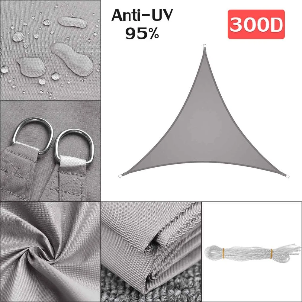 

300D Waterproof Polyester awning Regular Triangle Extra Heavy Shade Sail Sun Outdoor Sun Shelter for garden Camping tents