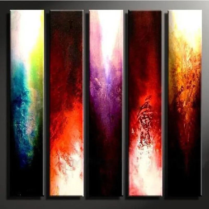 

Hand Painted Wall Decor 5 Panel Paintings Modern Home Decpor Abstract Colorful Wall Art Canvas Oil Painting Acrylic Art Pictures