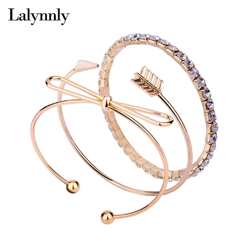 

Lalynnly 2018 Love Open Round Adjustable Bracelets Bangles Arrow Bow Knot Rhinestone Cuff Bangle For Women Jewelry 2018 B08041