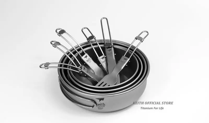 Conjunto de Talheres Keith Titânio Viagem Acampamento Ultraleve Tigelas Dobrável Spork Garfo Colher Faca 10 Peças Conjuntos Ti5374 22 Esporte e Lazer