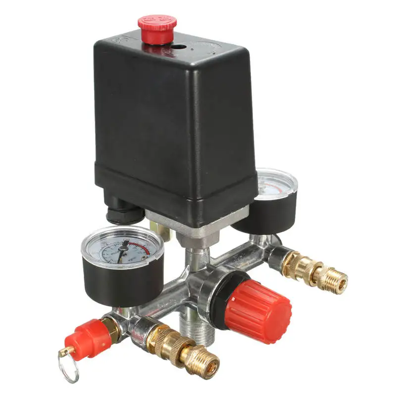 

230V 125psi Air Compressor Pump Pressure Control Switch With Valve Gauges Valves Easy to install