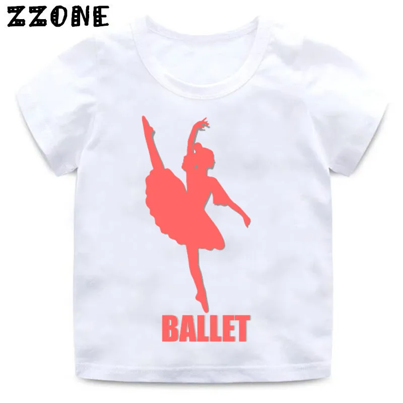 Дизайнерская футболка с надписью «I Love Ballet dancing Girl» для маленьких девочек детская повседневная одежда летняя белая футболка для малышей HKP5191