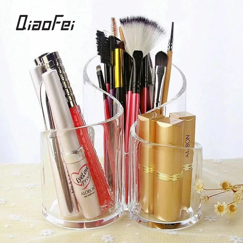 

1Pcs 3 Lattice Transparent Acrylic Cosmetics Pencil Case Makeup Organizer Cosmetic Holder Tools Storage Box Brush And Accessory