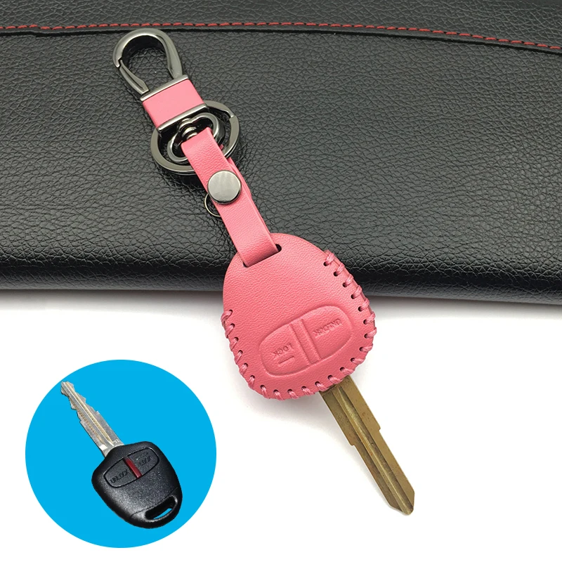 leather car key case car-covers For Mitsubishi outlander ASX colt LANCER Grandis Pajero sport shell car keys accessories