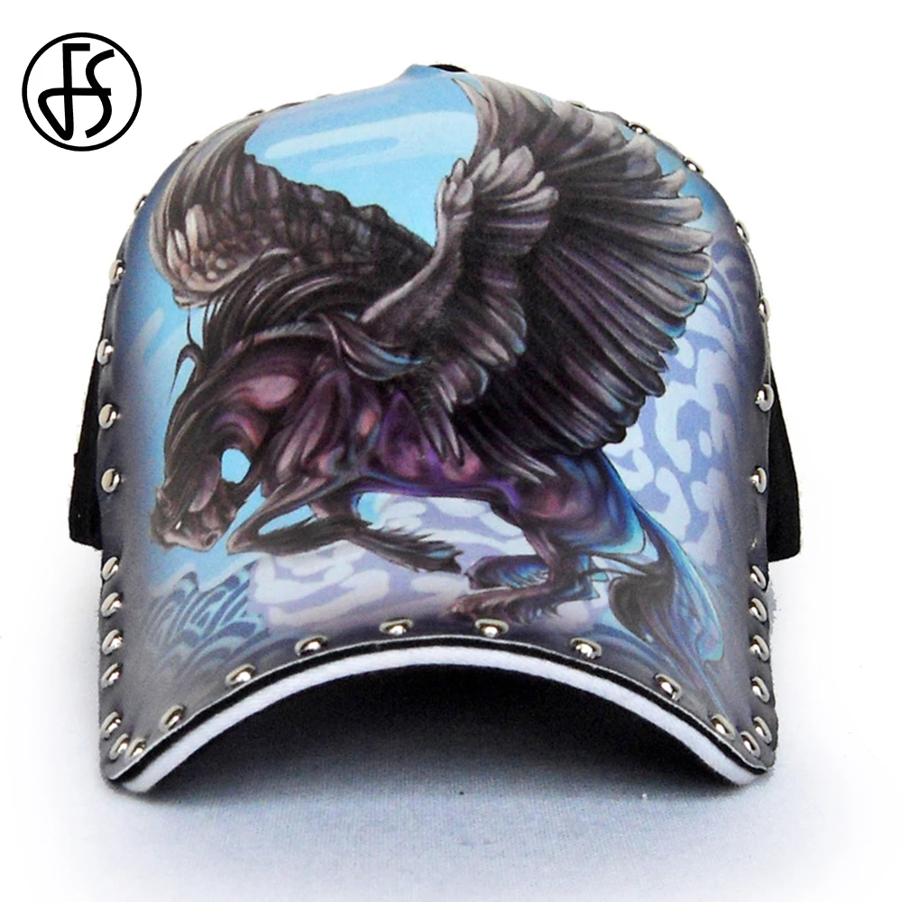 

FS 5 Panel Cap Pegasus 3D Printing Animal Baseball Caps Dad Hats For Men Women With Rivet Streetwear Hip Hop Sun Hat Casquette