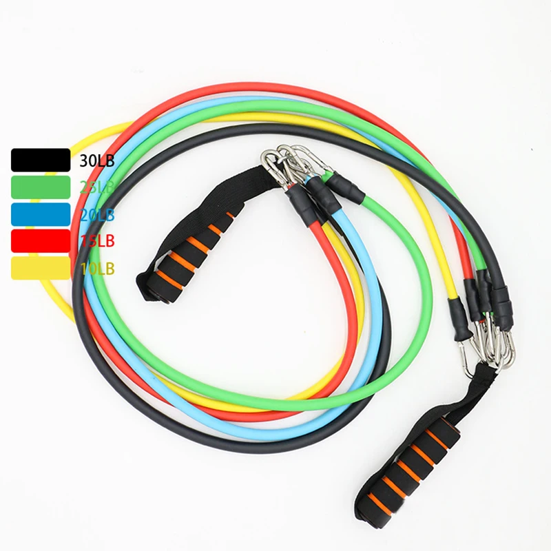 11pcs gum Pull Rope Fitness Exercise Resistance Bands Crossfit Latex Tubes Pedal Workout Elastic Training Yoga Gym Expander A