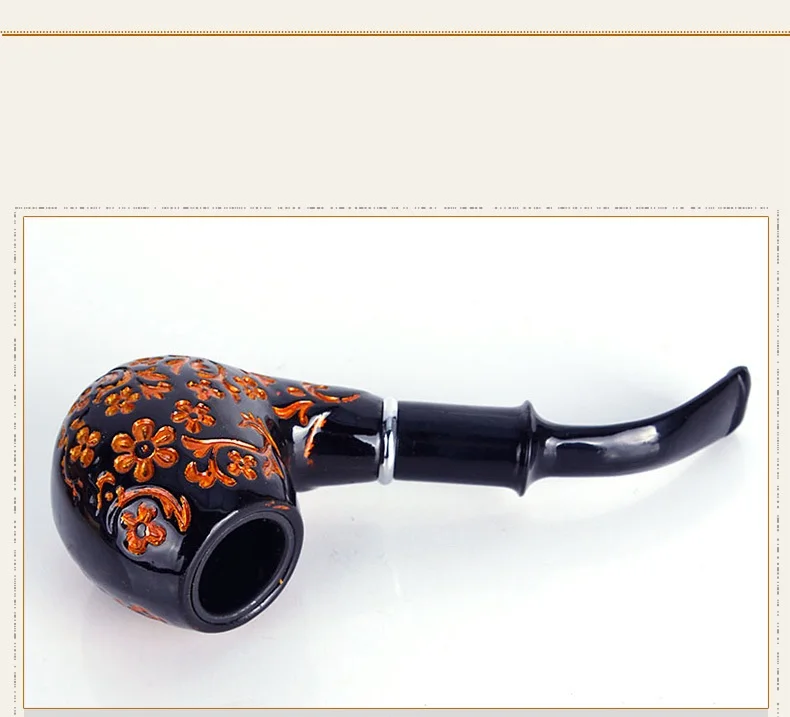 

1 pcs New Red Wooden Tobacco Pipe Smoking Accessories Set Resin Cigarette Holder Carve Herb Wooden Pipes resin smoking pipes