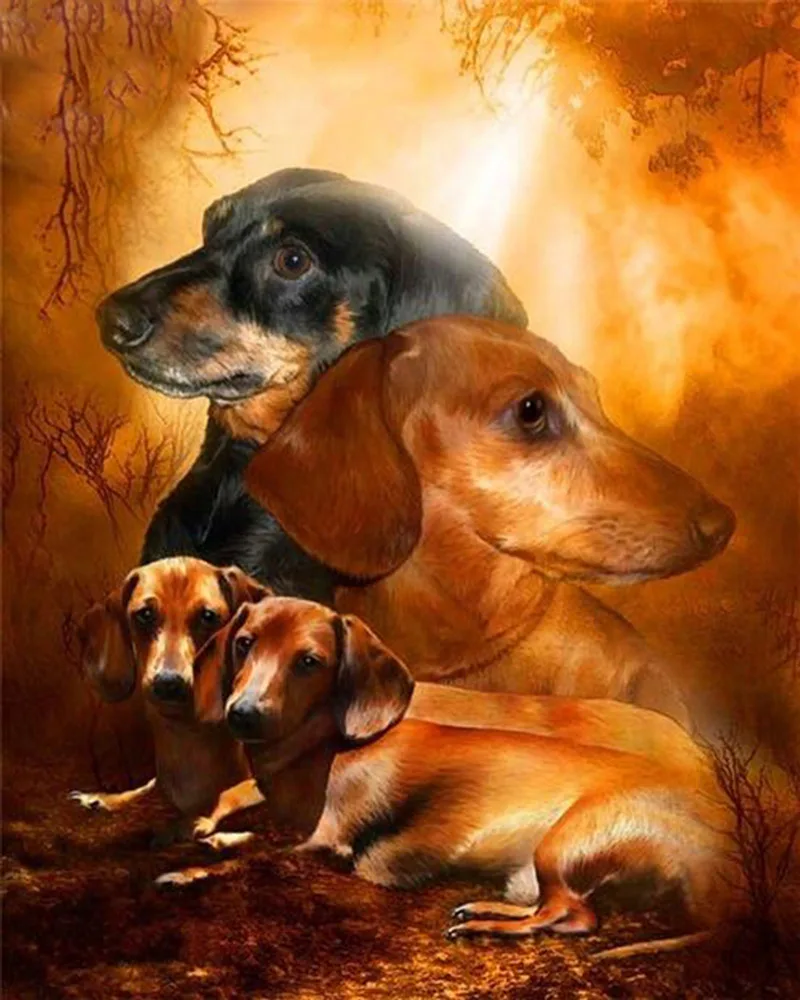 

Full Square Diamond Embroidery 5D DIY Diamond Painting Dog Family Forest Animal Diamond Painting Cross Stitch Rhinestone Mosaic