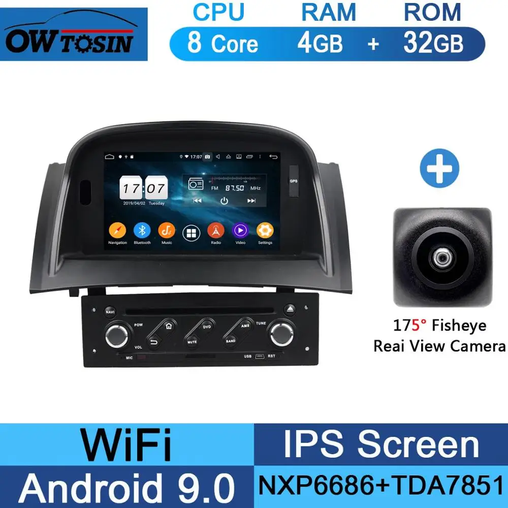 " IPS1024*600 8 ядерный 4 Гб ram+ 64 Гб rom Android 9,0 автомобильный dvd-плеер для Renault Megane II 2004-2009 CarPlay Parrot BT Radio Adas - Цвет: 32G Fisheye Camera