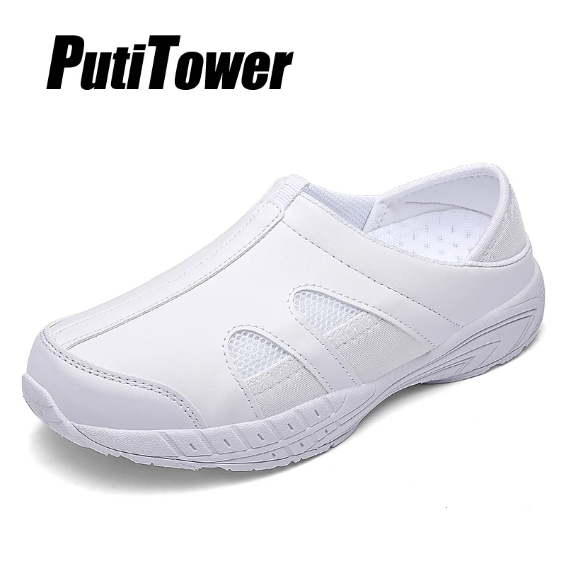

New Women Slippers Flat Indoor White Nurse Shoes Breathable Women's Sandals Pu Mesh Ladies Loafers Slippers Chaussures Femmes