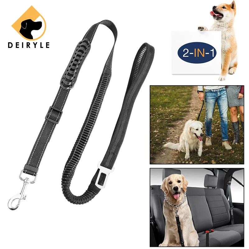 2 in 1 Dog Seatbelt Leash Adjustable Double Use Pet Car Safety Seat