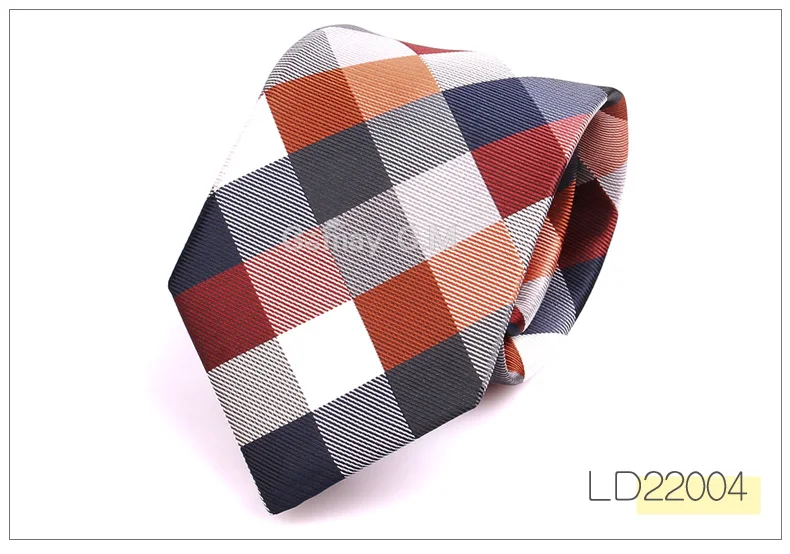 LD22004 Жаккардовый тканый галстук на шею для мужчин, классические клетчатые галстуки, модные полиэфирные мужские галстуки на свадьбу, деловой костюм, клетчатый галстук - Цвет: LD22004