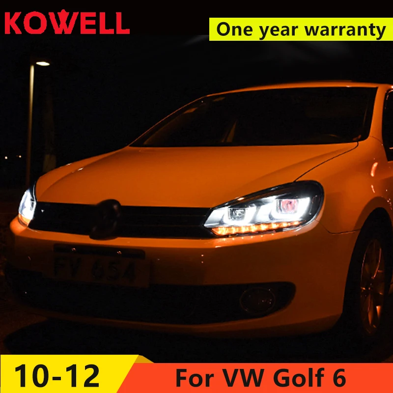 KOWELL автомобильный Стайлинг для VW Golf 6 фары 2010-2013 Golf6 mk6 светодиодный фонарь Angel Eye светодиодный DRL Bi Xenon объектив парковочная противотуманная фара