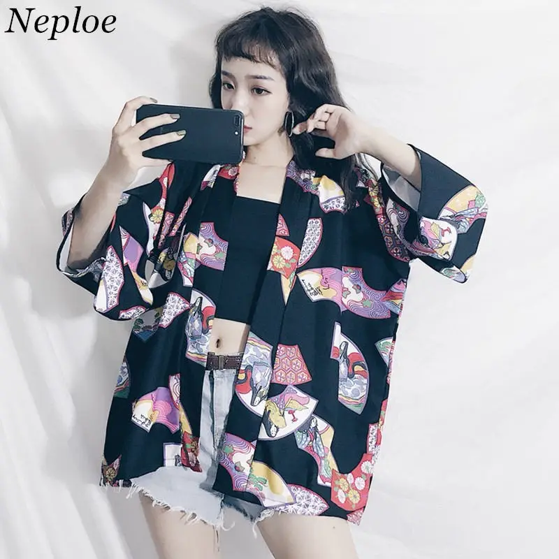 Neploe Japanese Kimonos Summer Sun Protection Outwear Causal Kimono
