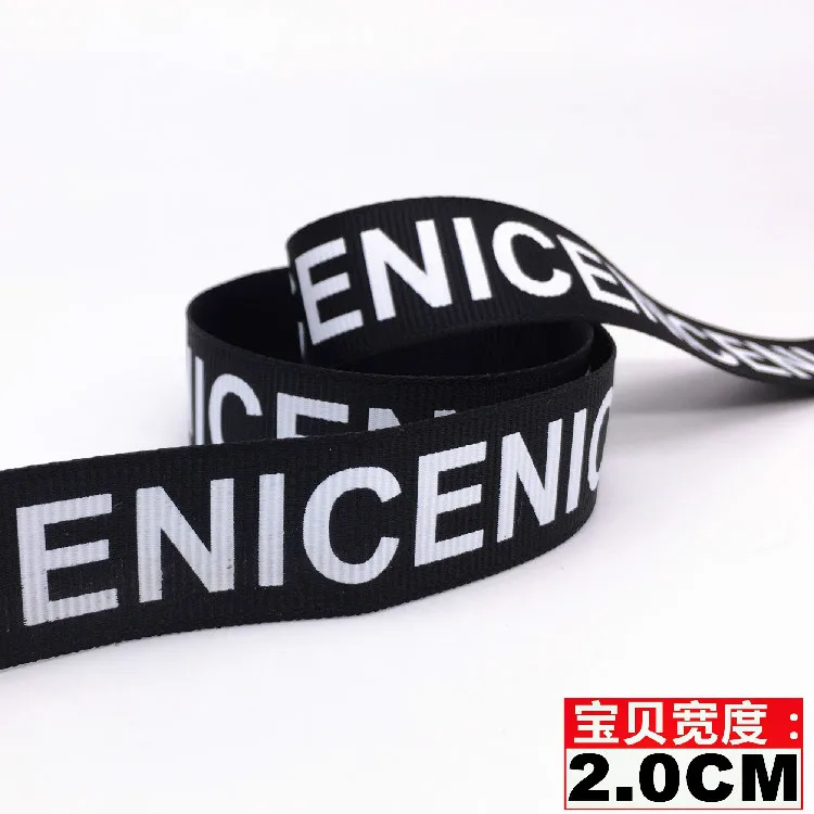 

High quality 2cm 3/4" 1 meter Printed "NICE" English letter decoration Ribbon Blet diy handmade Clothing Supplementary material