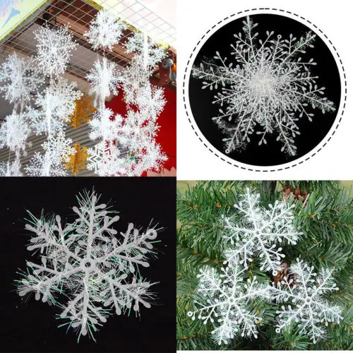 

3pc/lot Creative White Plastic Snowflake Shape Hanging Ornament For Christmas Tree Home Window XMAS Festival Party Decoration