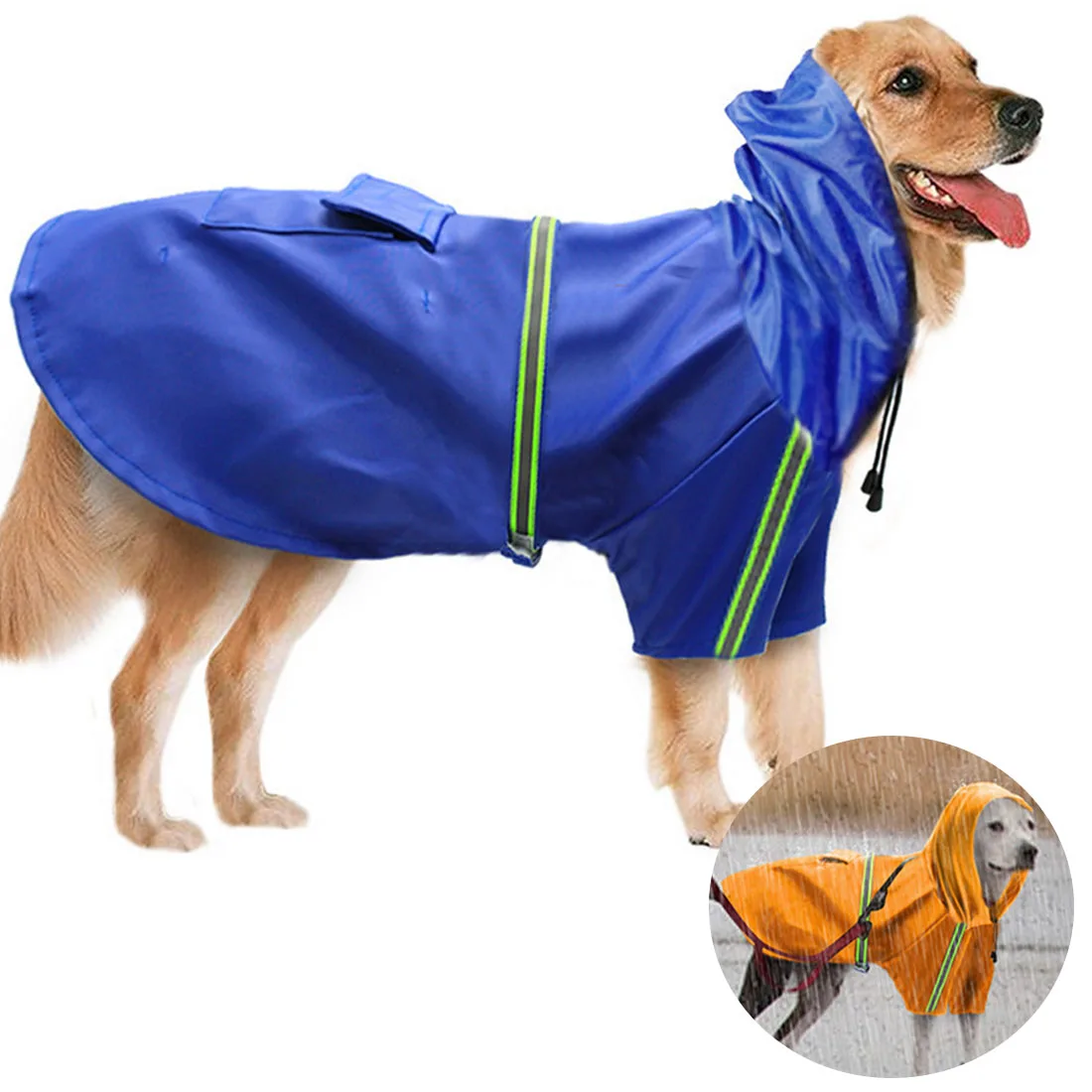Buy 1Pc Blue Raincoat For Dogs Waterproof Dog Coat