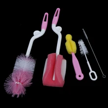 1 комплект(5 шт.) Губка пластиковая щетка для детской бутылочки стеклянная чашка молочное Кормление новорожденных соска соломенное приспособление для очистки комплект