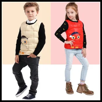 

Small-Medium Children's Boy&Girls Down Vest,Cartoon Candy-color Printing Warm Winter Cotton Jacket Outwear,for 90-120cm Height
