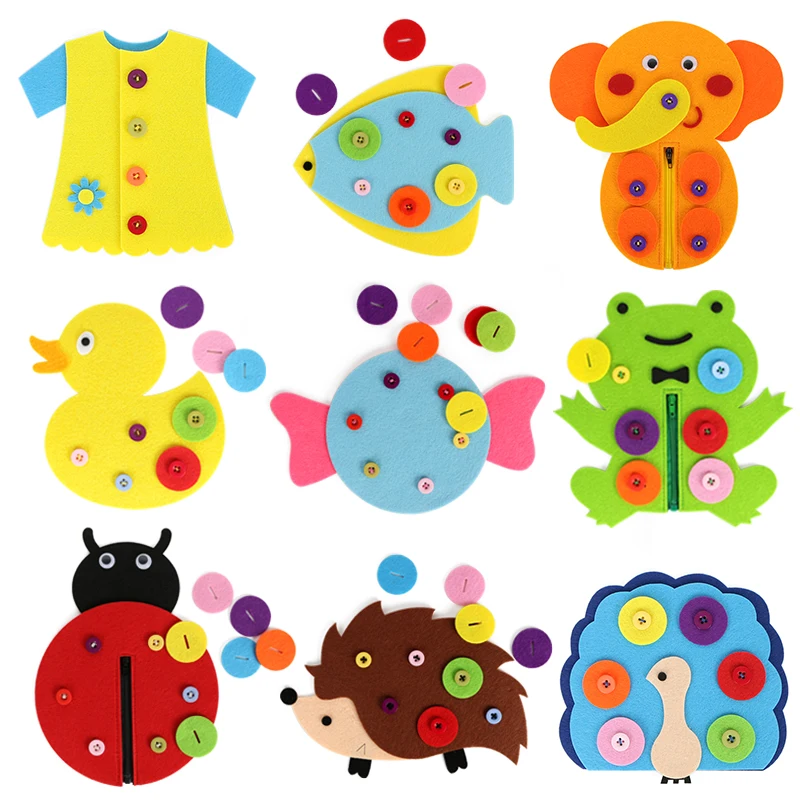  14 Styles Felt Button Craft For Kids Early Learning Handmade Buckle Button Kindergarten Teaching To - 32869622562